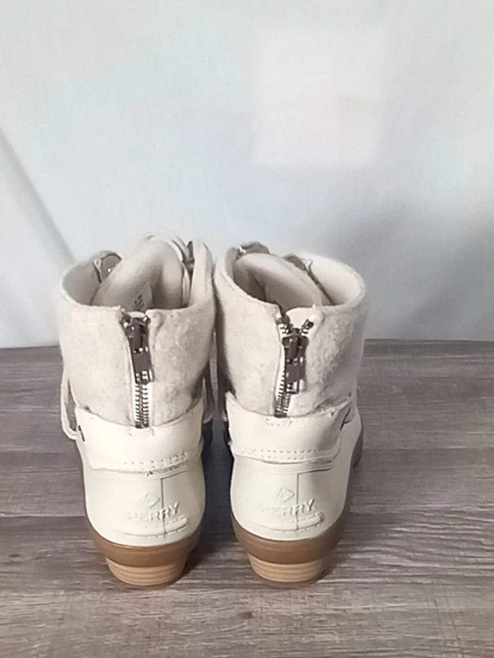 Sperry White Saltwater Wedge Tide Rubber Boots Size 7.5M
